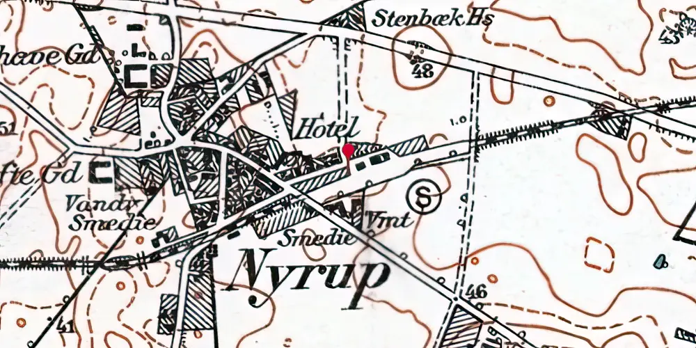 Historisk kort over Nyrup Trinbræt Historisk kort over Nyrup Trinbræt