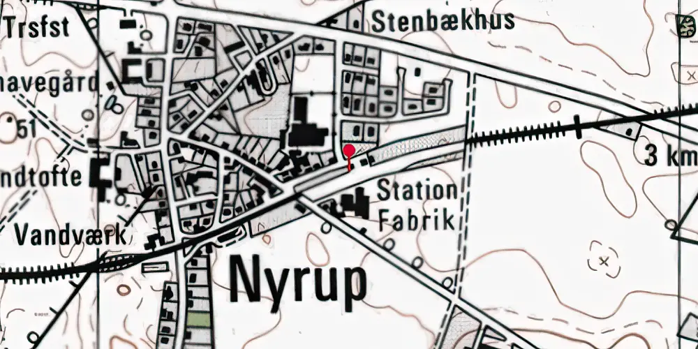 Historisk kort over Nyrup Trinbræt Historisk kort over Nyrup Trinbræt