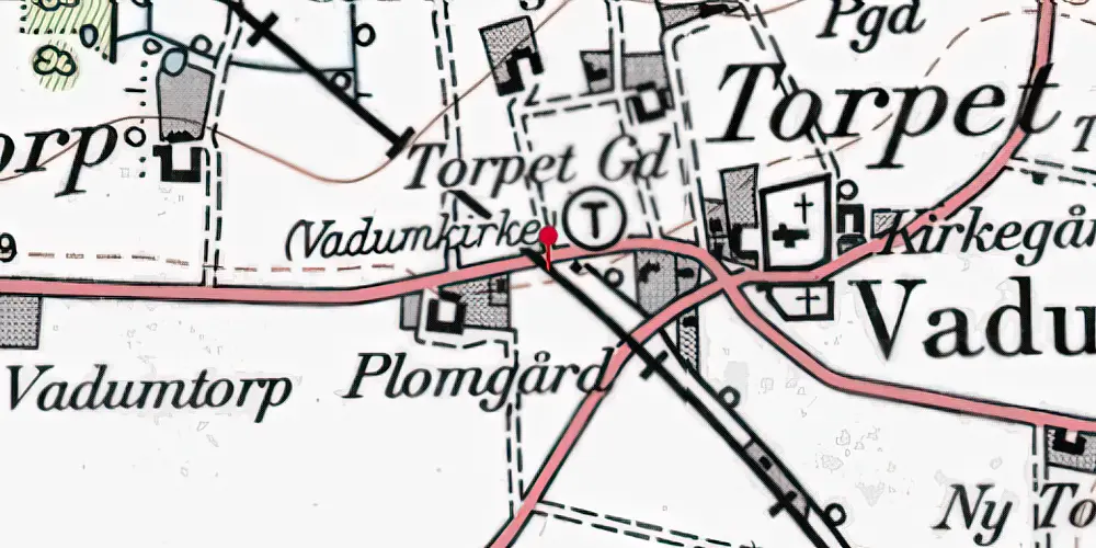 Historisk kort over Vadum Kirke Trinbræt Historisk kort over Vadum Kirke Trinbræt