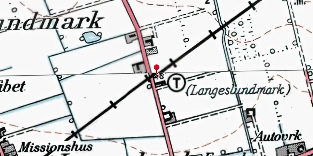 Historisk kort over Langeslund-Mark Trinbræt Historisk kort over Langeslund-Mark Trinbræt