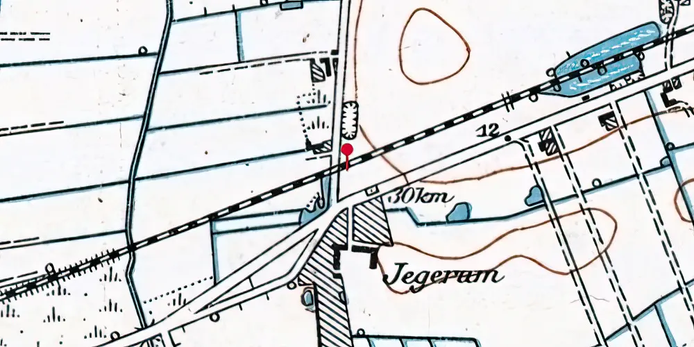 Historisk kort over Jægerum Trinbræt med Sidespor Historisk kort over Jægerum Trinbræt med Sidespor