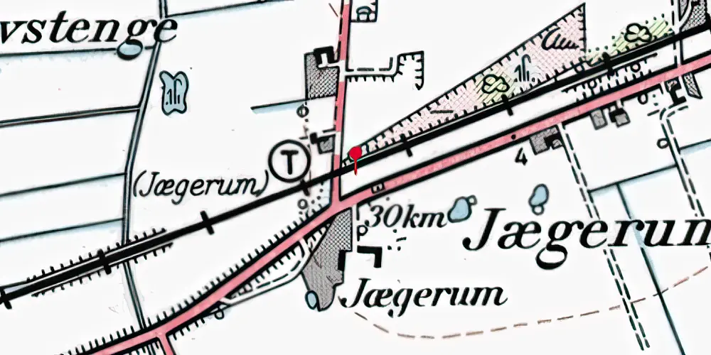Historisk kort over Jægerum Trinbræt med Sidespor Historisk kort over Jægerum Trinbræt med Sidespor