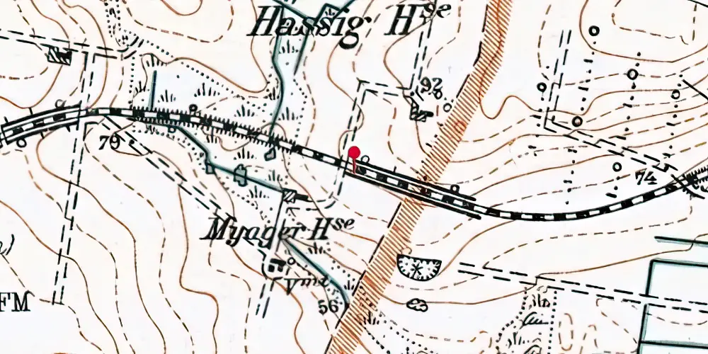Historisk kort over Myager Trinbræt Historisk kort over Myager Trinbræt
