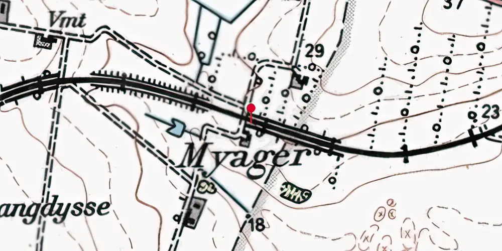 Historisk kort over Myager Trinbræt Historisk kort over Myager Trinbræt