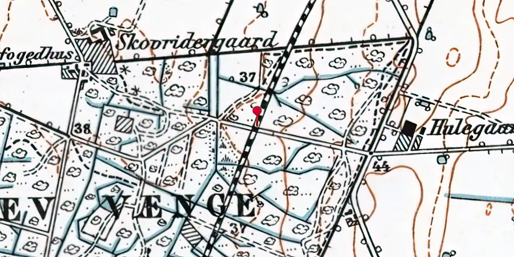 Historisk kort over Gørslev Vænge Trinbræt