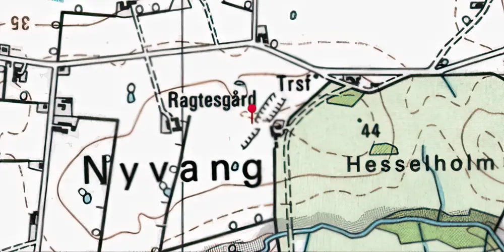 Historisk kort over Nyvang Trinbræt Historisk kort over Nyvang Trinbræt