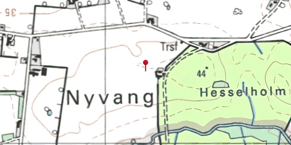Historisk kort over Nyvang Trinbræt Historisk kort over Nyvang Trinbræt