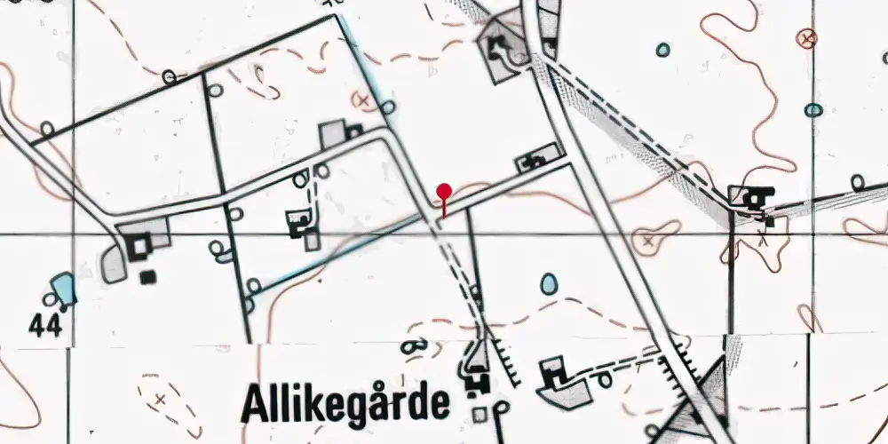 Historisk kort over Allikegaarde Trinbræt Historisk kort over Allikegaarde Trinbræt