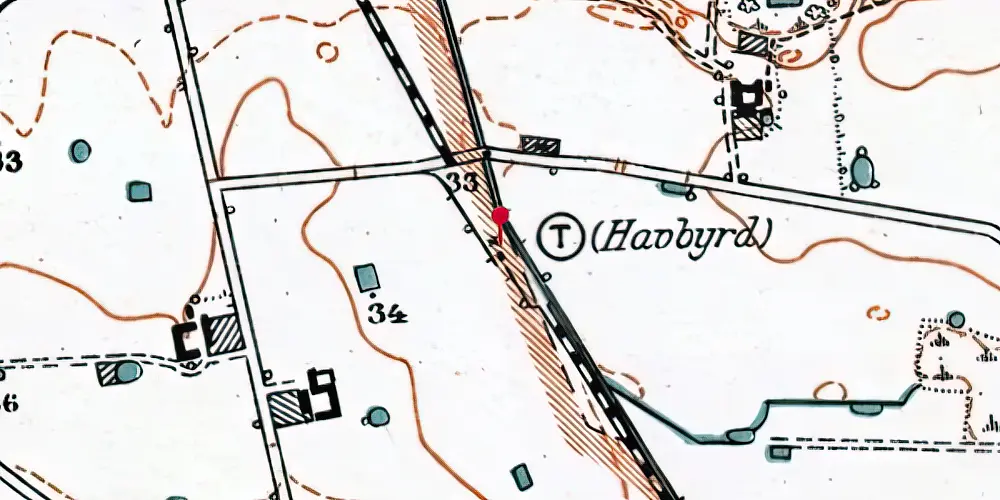 Historisk kort over Haugbyrd Trinbræt Historisk kort over Haugbyrd Trinbræt
