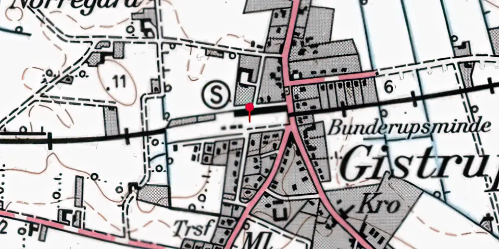 Historisk kort over Gistrup Station