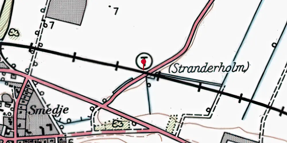 Historisk kort over Stranderholm Trinbræt Historisk kort over Stranderholm Trinbræt