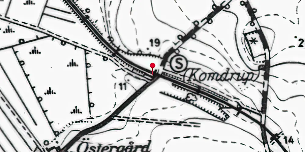 Historisk kort over Komdrup Station [1905-1967]