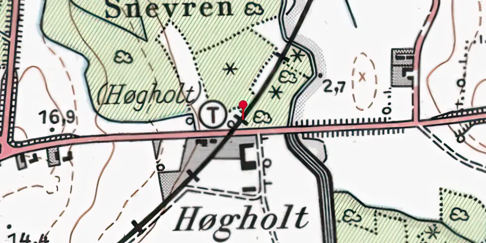 Historisk kort over Høgholt Trinbræt Historisk kort over Høgholt Trinbræt