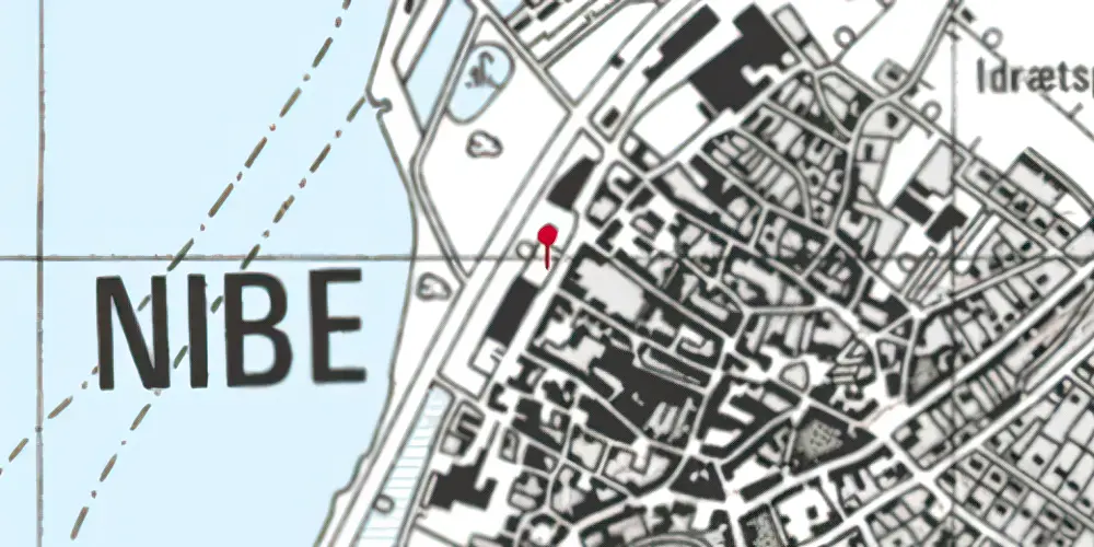 Historisk kort over Nibe Station Historisk kort over Nibe Station
