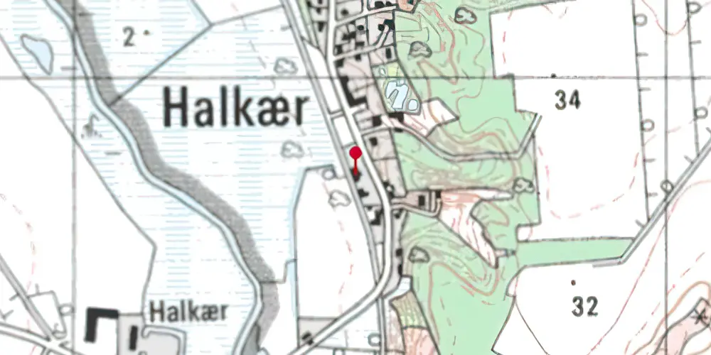 Historisk kort over Halkær Trinbræt Historisk kort over Halkær Trinbræt