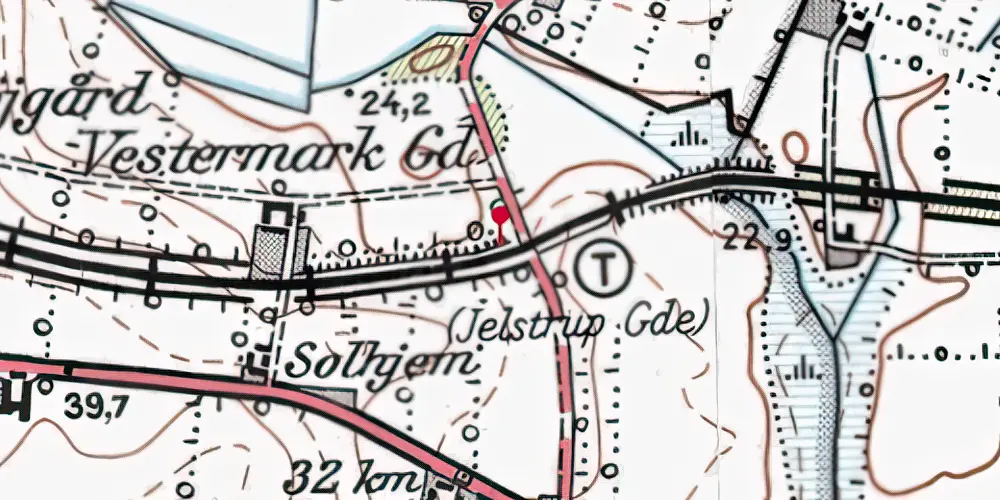 Historisk kort over Jelstrupgaarde Trinbræt Historisk kort over Jelstrupgaarde Trinbræt