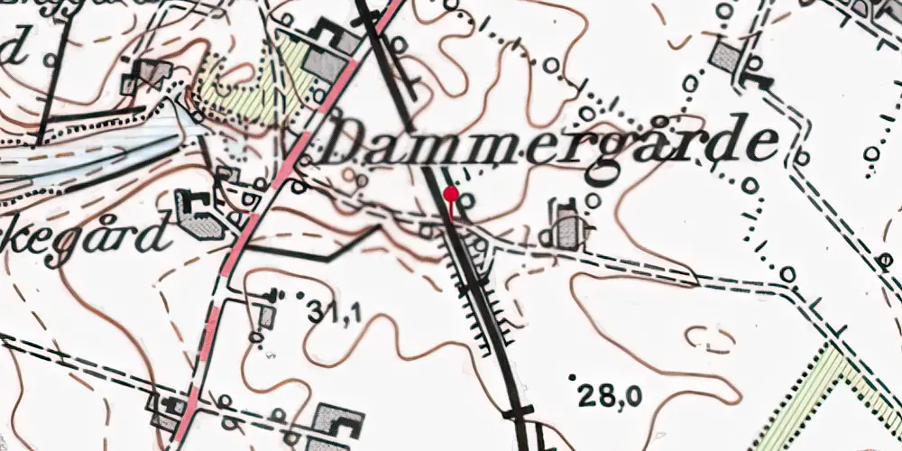 Historisk kort over Dammergaarde Trinbræt Historisk kort over Dammergaarde Trinbræt
