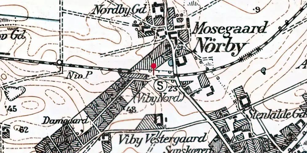 Historisk kort over Viby Nord Jylland Station Historisk kort over Viby Nord Jylland Station
