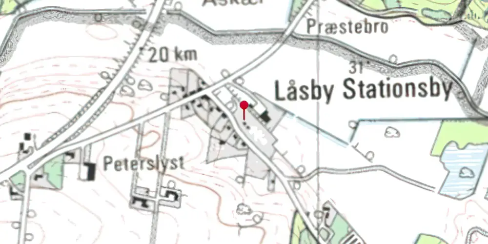 Historisk kort over Låsby Station