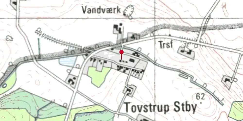 Historisk kort over Toustrup Station Historisk kort over Toustrup Station