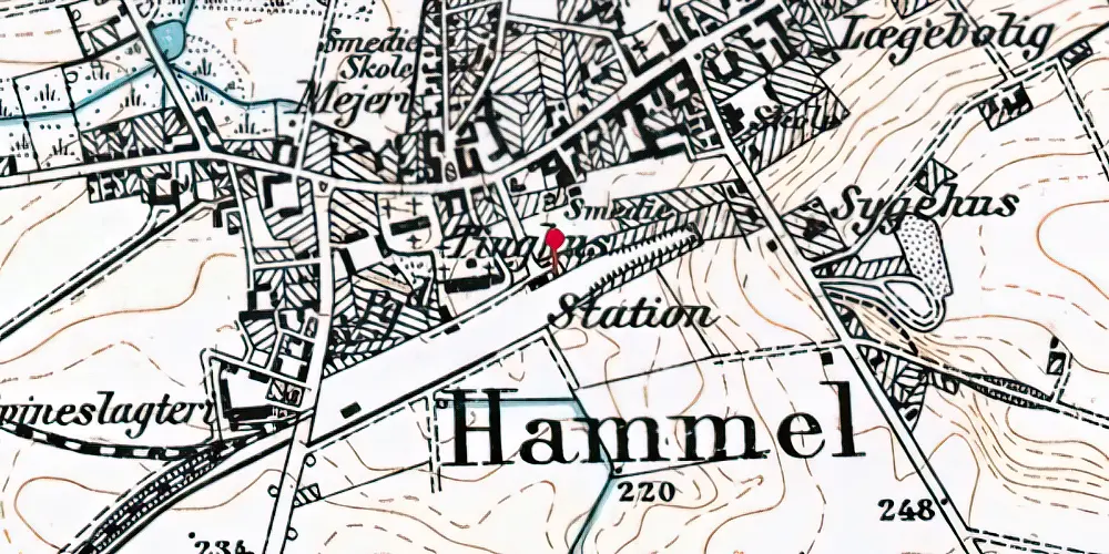 Historisk kort over Hammel Station Historisk kort over Hammel Station