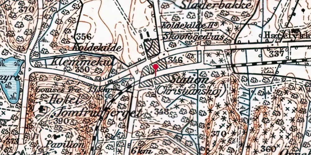 Historisk kort over Christianshøj Trinbræt med Sidespor Historisk kort over Christianshøj Trinbræt med Sidespor