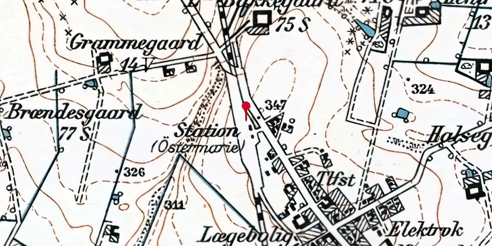 Historisk kort over Østermarie Station Historisk kort over Østermarie Station