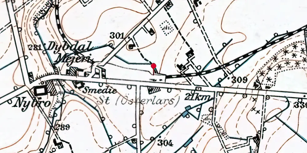 Historisk kort over Østerlars Station Historisk kort over Østerlars Station
