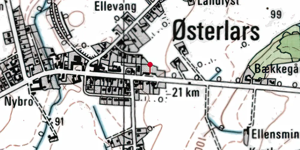 Historisk kort over Østerlars Station Historisk kort over Østerlars Station