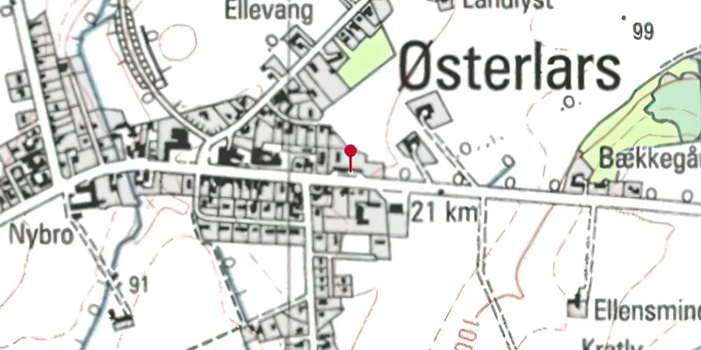 Historisk kort over Østerlars Station Historisk kort over Østerlars Station
