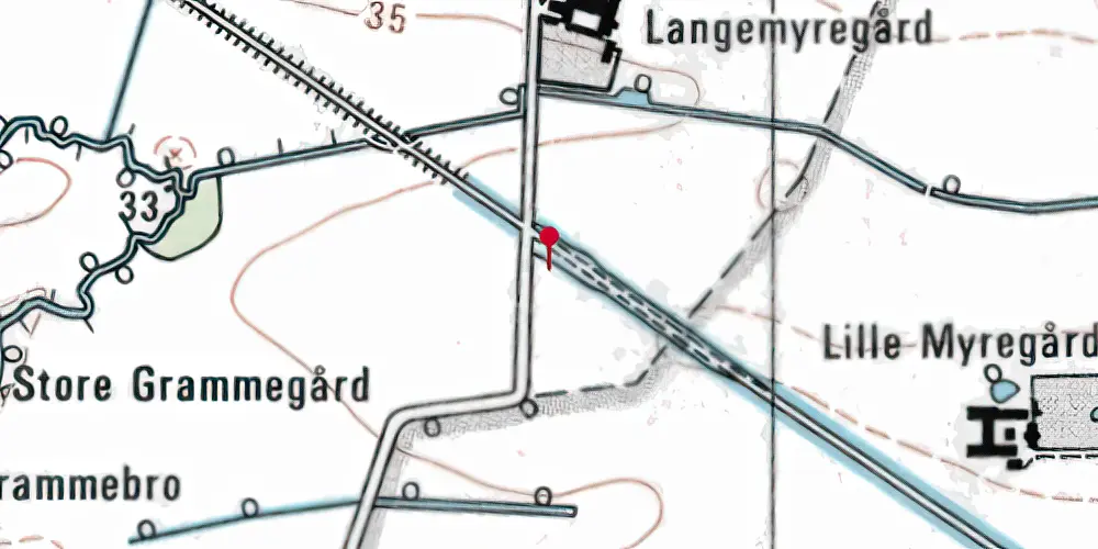 Historisk kort over Langemyregård Sidespor Historisk kort over Langemyregård Sidespor