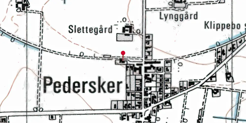 Historisk kort over Pedersker Station Historisk kort over Pedersker Station