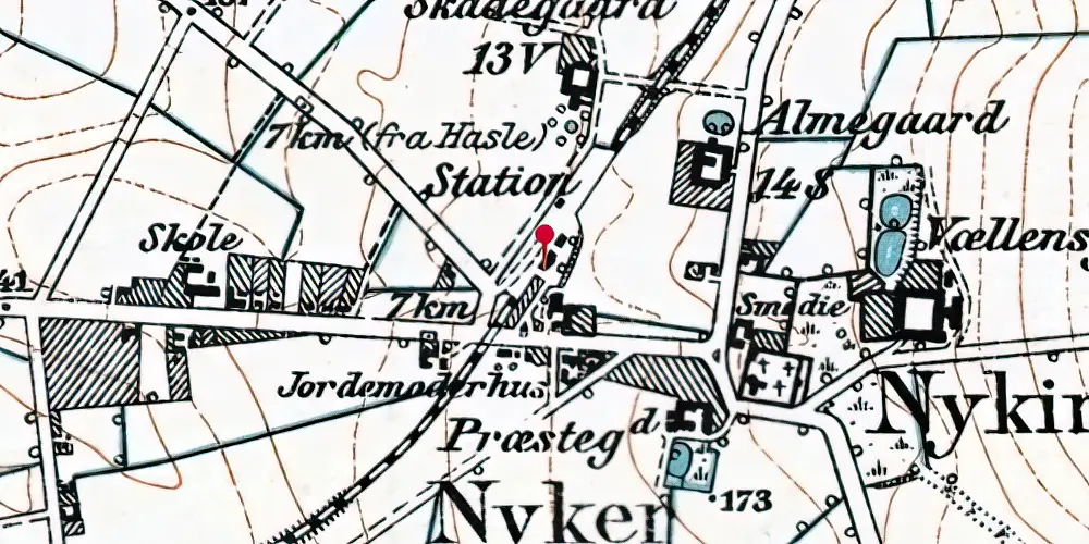 Historisk kort over Nyker Station Historisk kort over Nyker Station