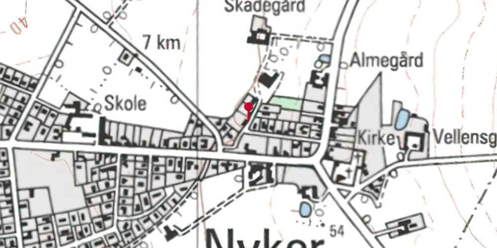 Historisk kort over Nyker Station Historisk kort over Nyker Station