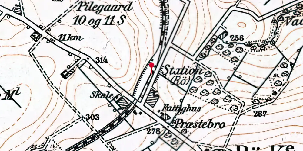 Historisk kort over Rø Station Historisk kort over Rø Station