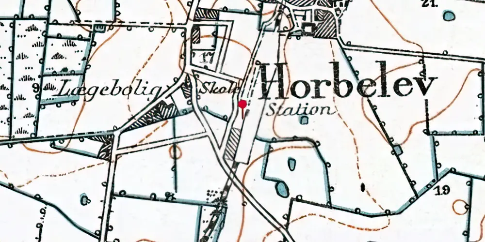 Historisk kort over Horbelev Station Historisk kort over Horbelev Station