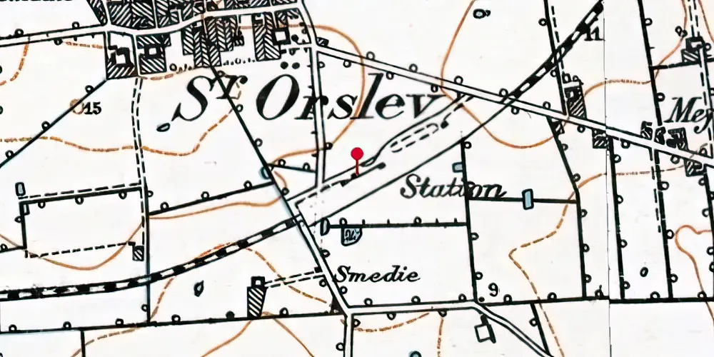 Historisk kort over Sønder Ørslev Station Historisk kort over Sønder Ørslev Station