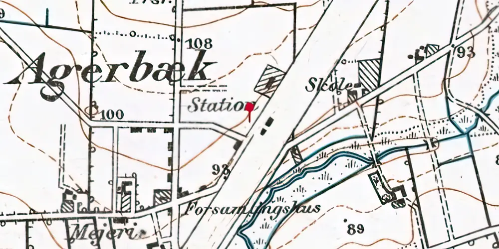 Historisk kort over Agerbæk Station Historisk kort over Agerbæk Station