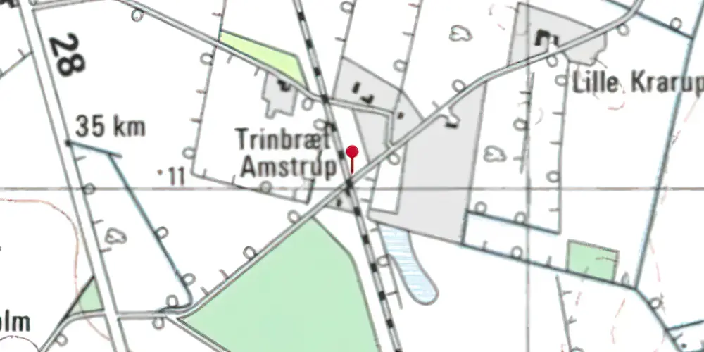 Historisk kort over Amstrup Trinbræt Historisk kort over Amstrup Trinbræt
