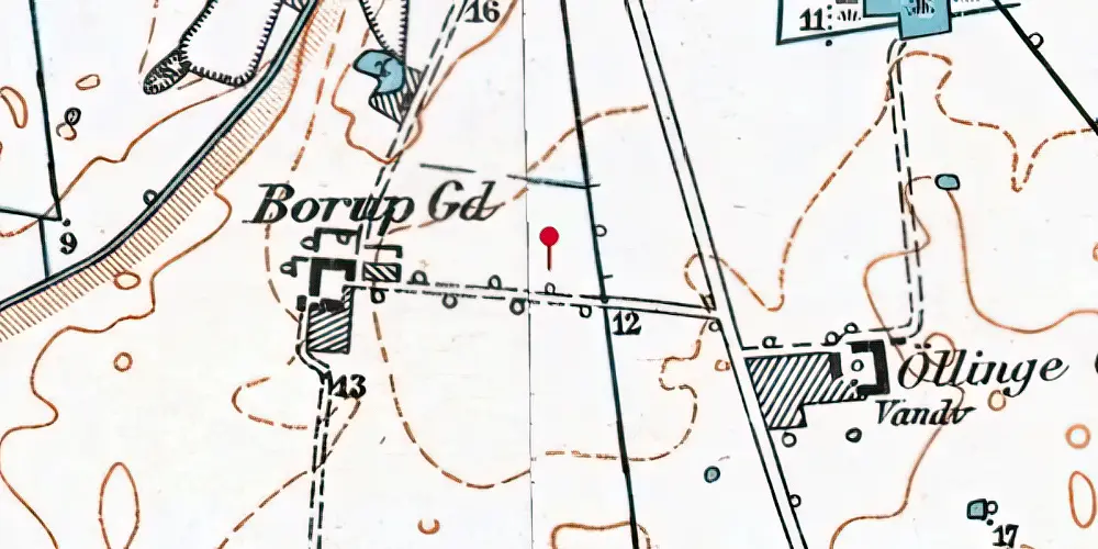 Historisk kort over Borupgård Trinbræt med Sidespor Historisk kort over Borupgård Trinbræt med Sidespor