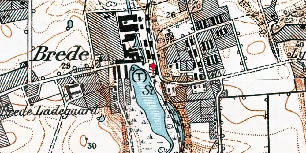 Historisk kort over Brede Station Historisk kort over Brede Station