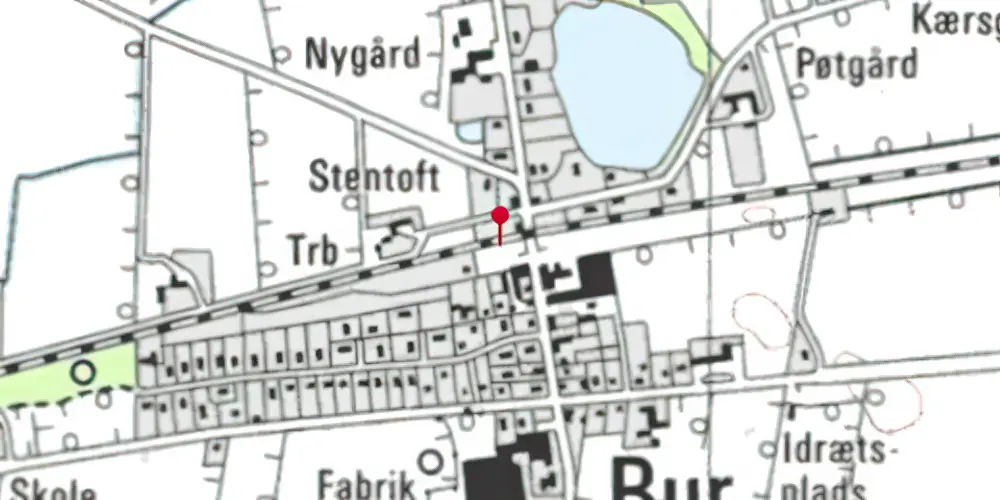 Historisk kort over Bur Trinbræt Historisk kort over Bur Trinbræt