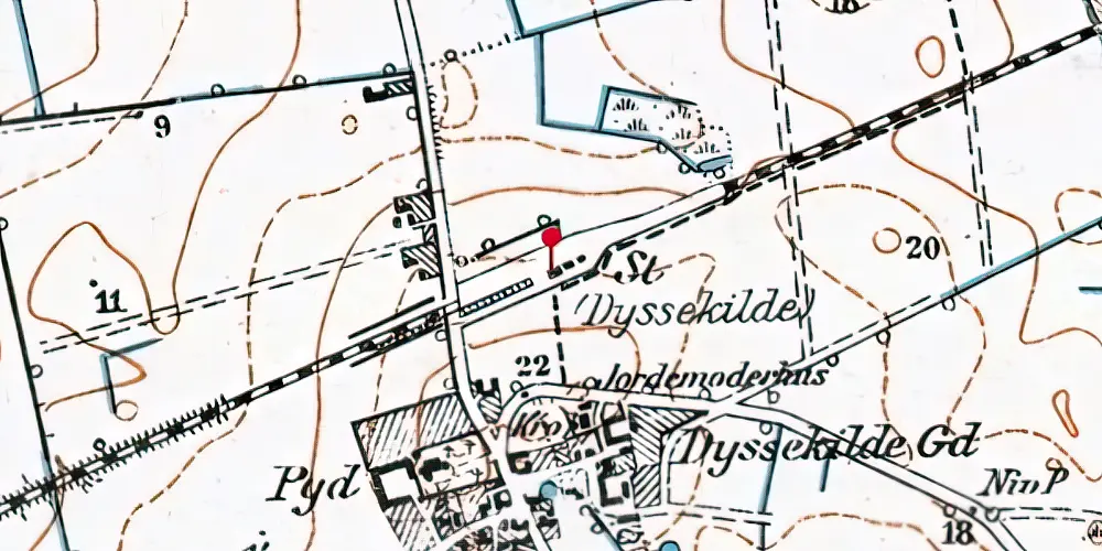 Historisk kort over Dyssekilde Station Historisk kort over Dyssekilde Station