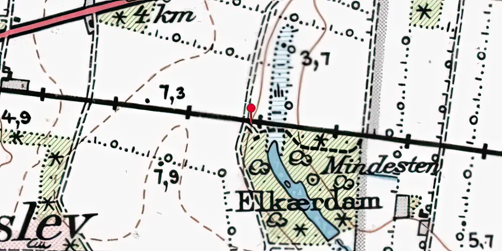 Historisk kort over Elkærdam Trinbræt Historisk kort over Elkærdam Trinbræt