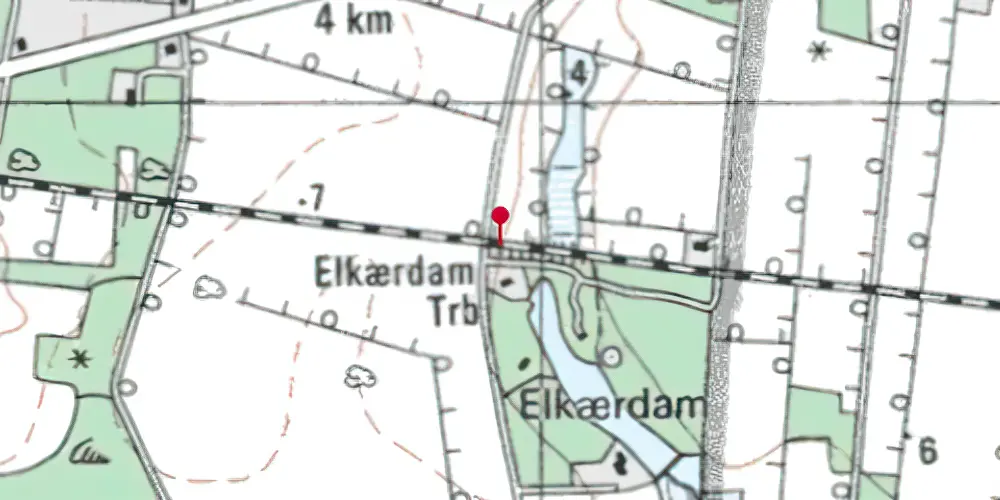 Historisk kort over Elkærdam Trinbræt Historisk kort over Elkærdam Trinbræt