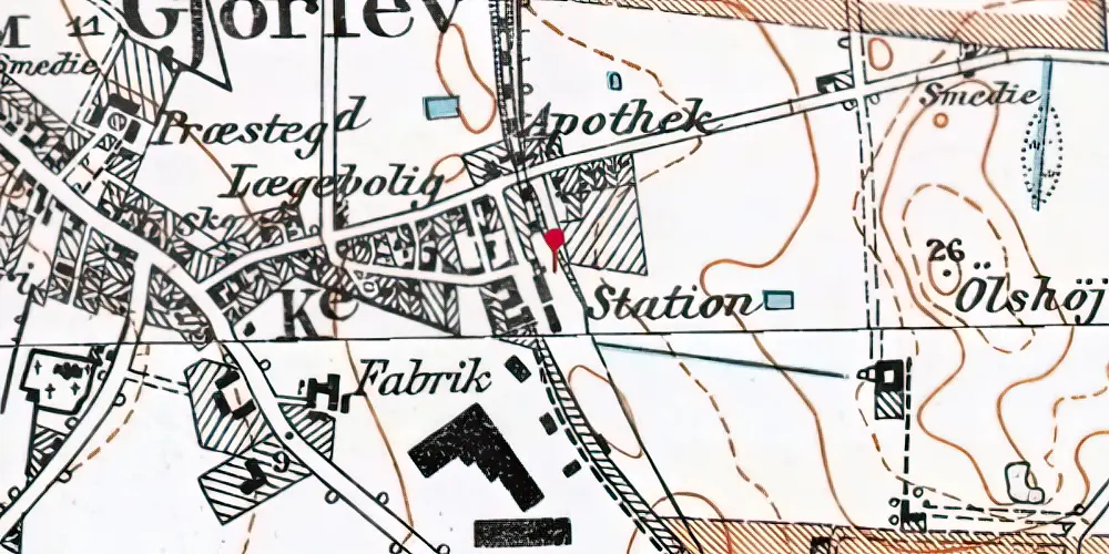 Historisk kort over Gørlev Station