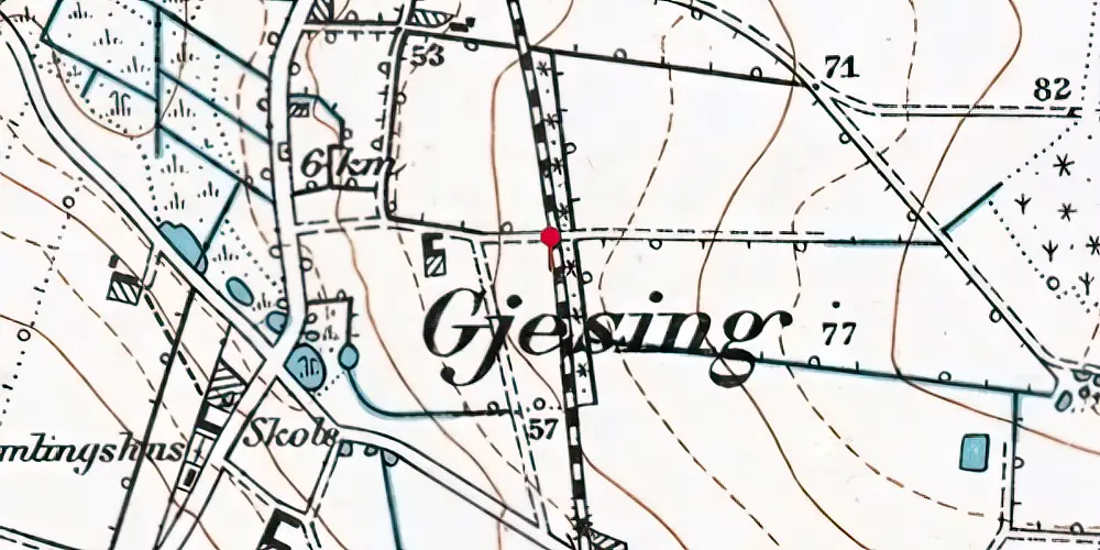 Historisk kort over Gjesing Trinbræt Historisk kort over Gjesing Trinbræt