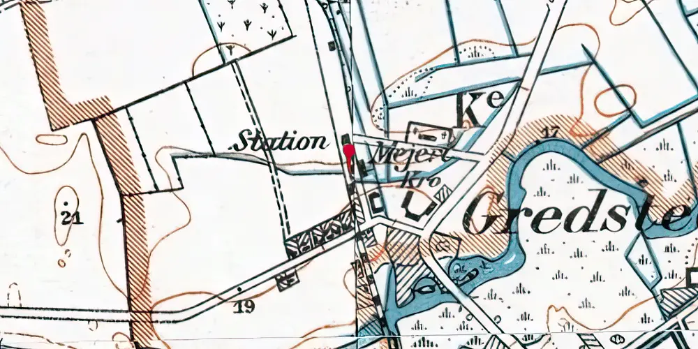 Historisk kort over Gredstedbro Station Historisk kort over Gredstedbro Station