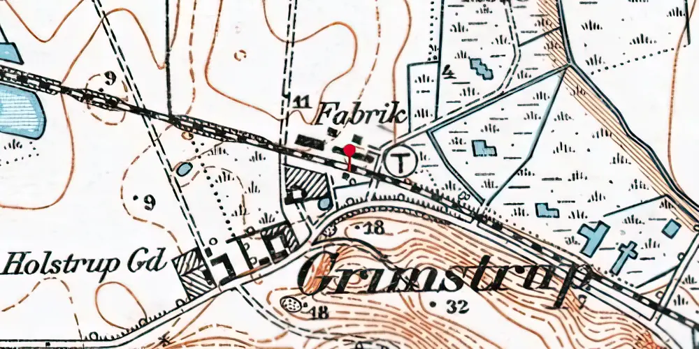Historisk kort over Grimstrup Trinbræt Historisk kort over Grimstrup Trinbræt