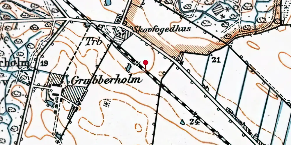 Historisk kort over Grubberholm Trinbræt